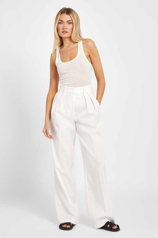Longline Dad Trousers - White