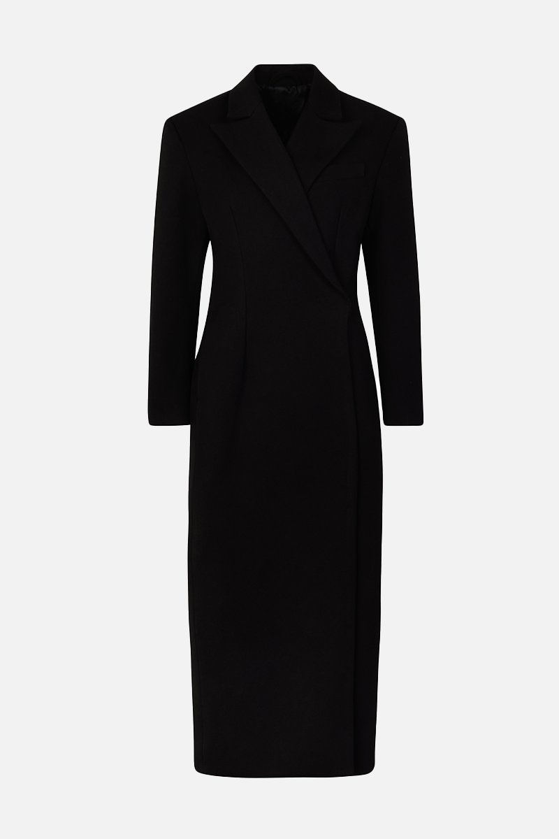 Asymmetric Tailored Longline Coat - Black