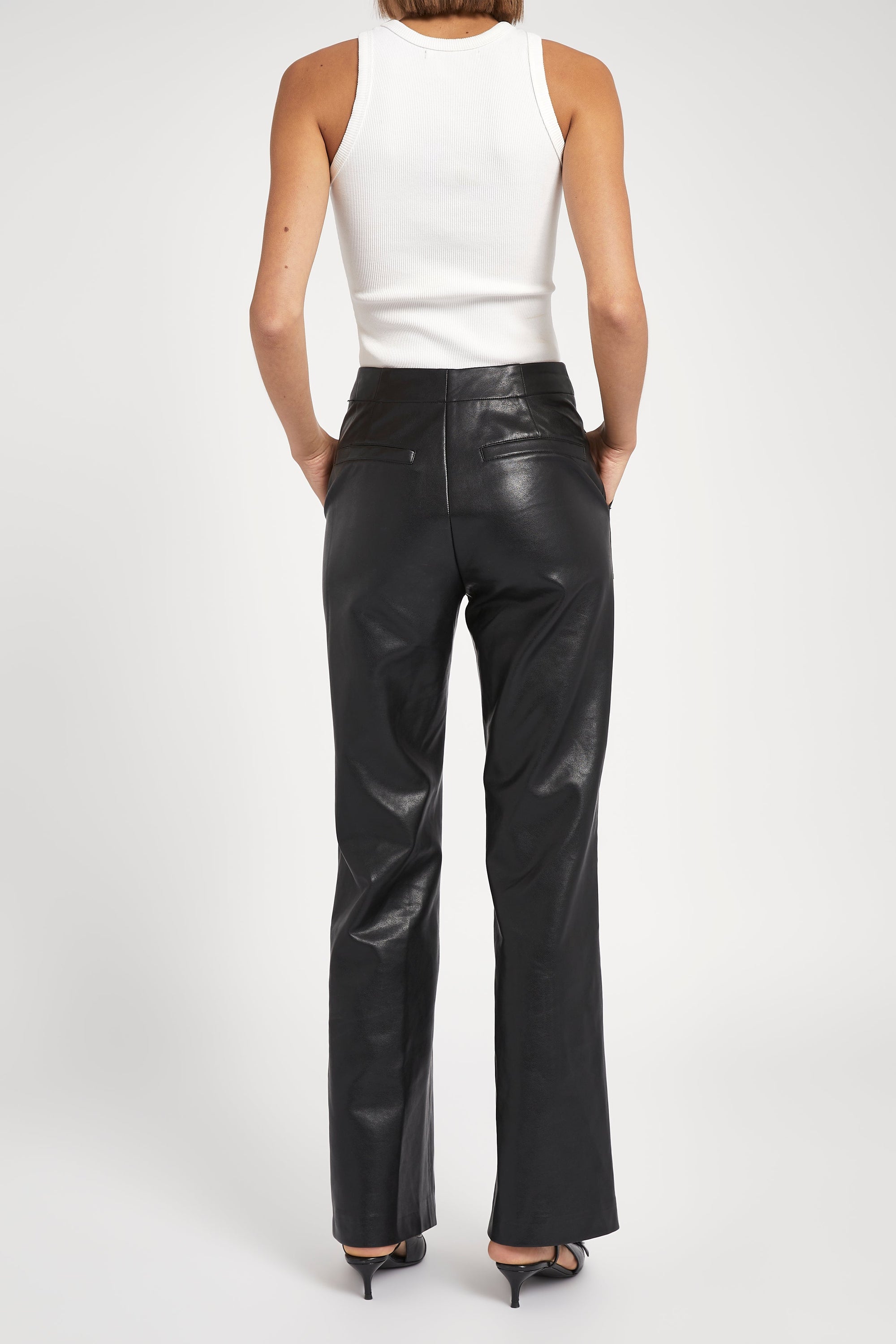 Leather Pocket Detail Trousers - Black