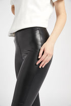 High Waisted Leather Leggings - Black