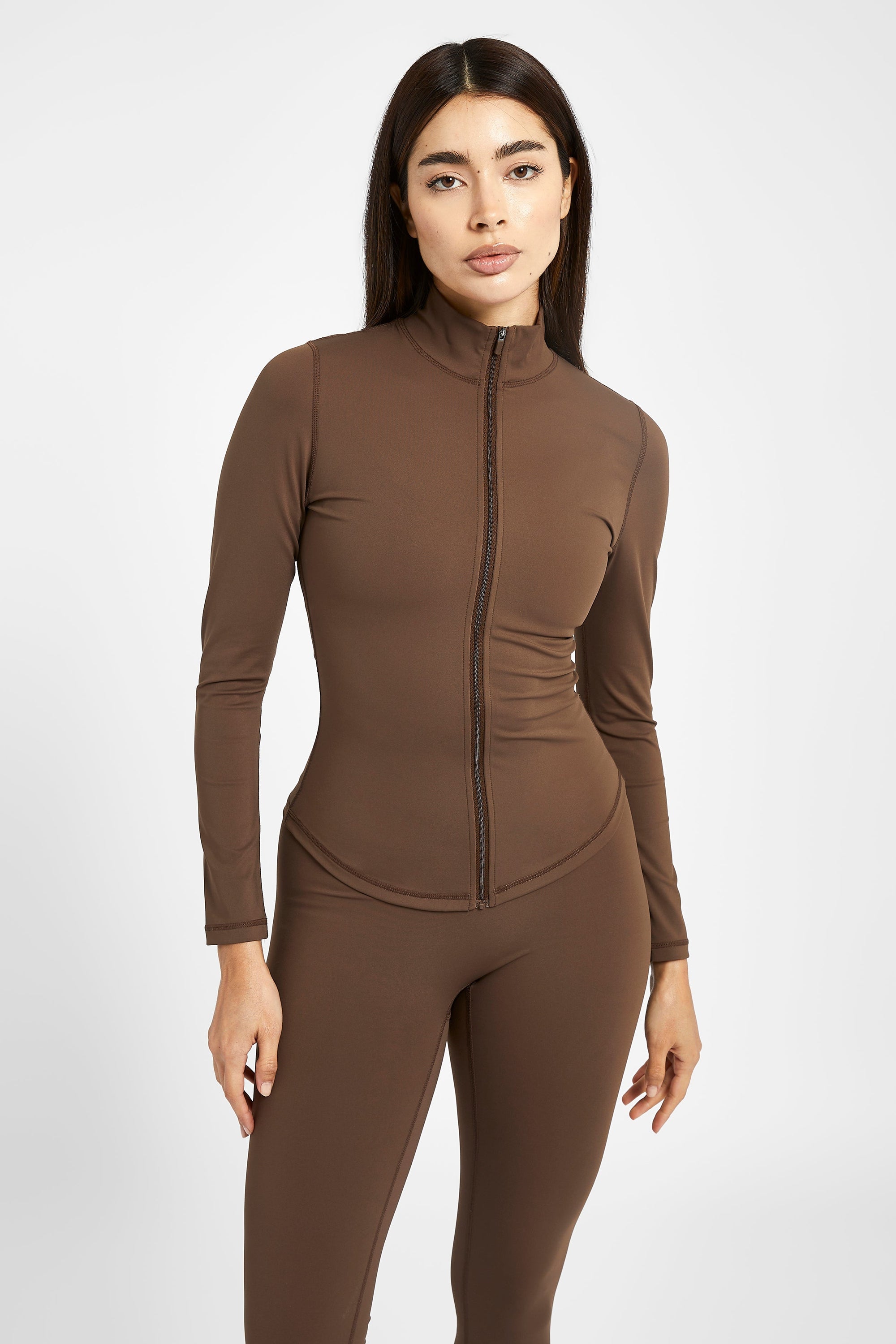 Base Sculpting Zip Up Jacket - Truffle