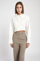 Cropped Formal Shirt - White