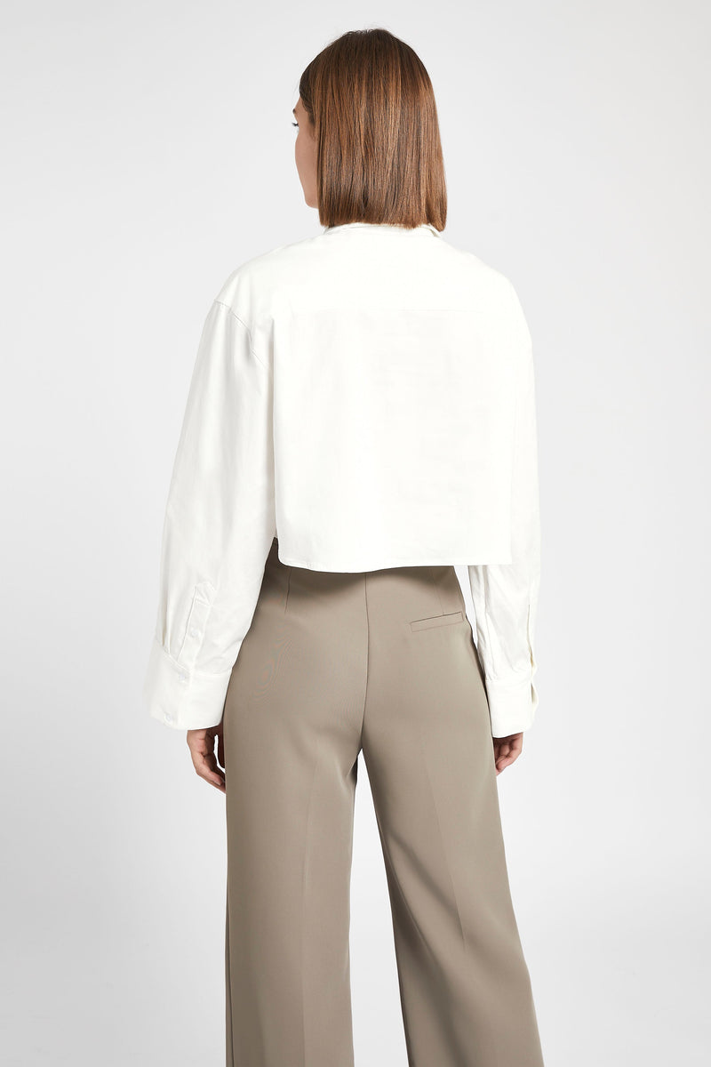 Cropped Formal Shirt - White