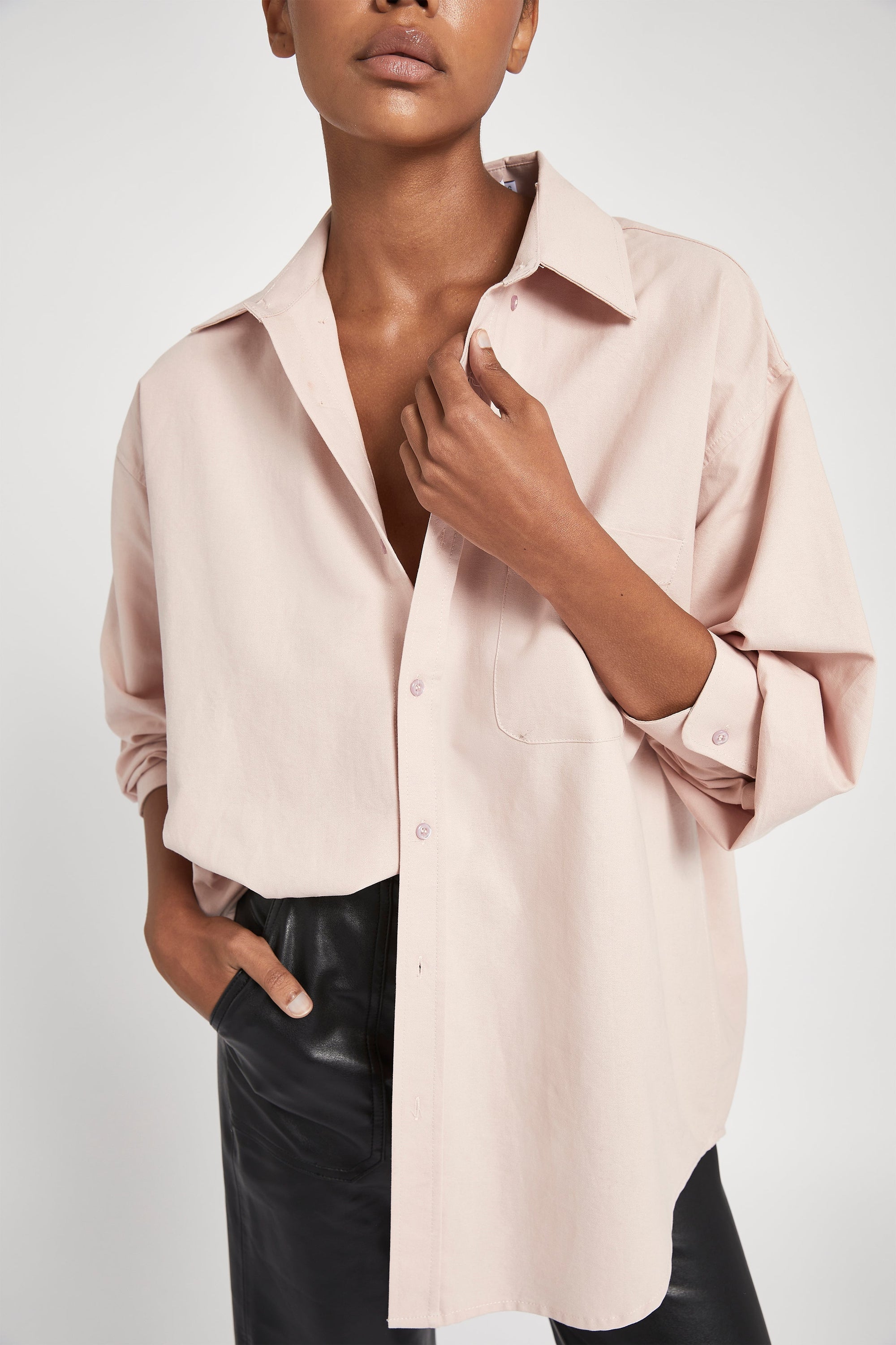 Masculine Oversized Cotton Shirt - Marshmallow