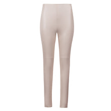 High Waisted Leather Leggings - Cream