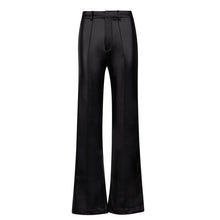 Leather Wide Leg Trousers - Black