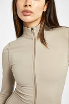 Base Sculpting Zip Up Jacket - Taupe