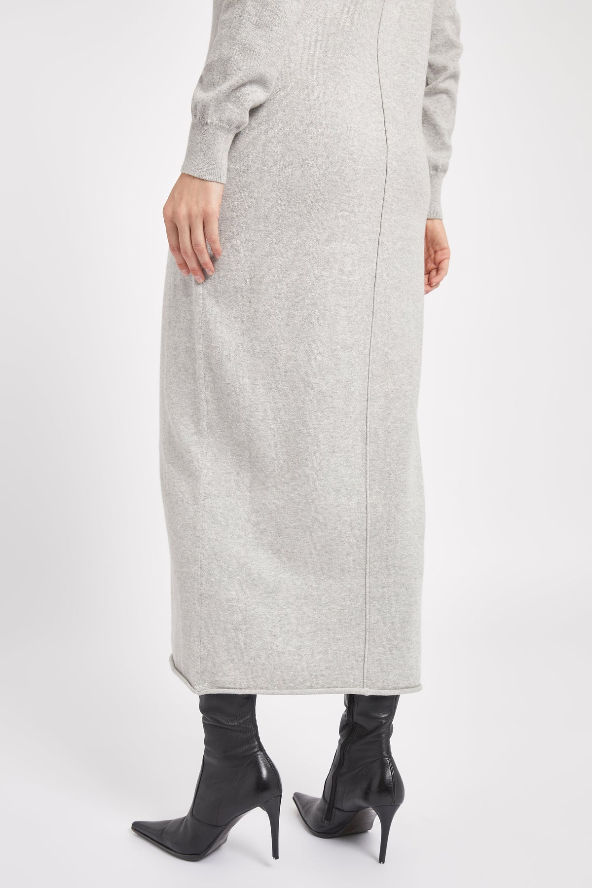 Cashmere Blend Column Maxi Dress - Pebble Grey