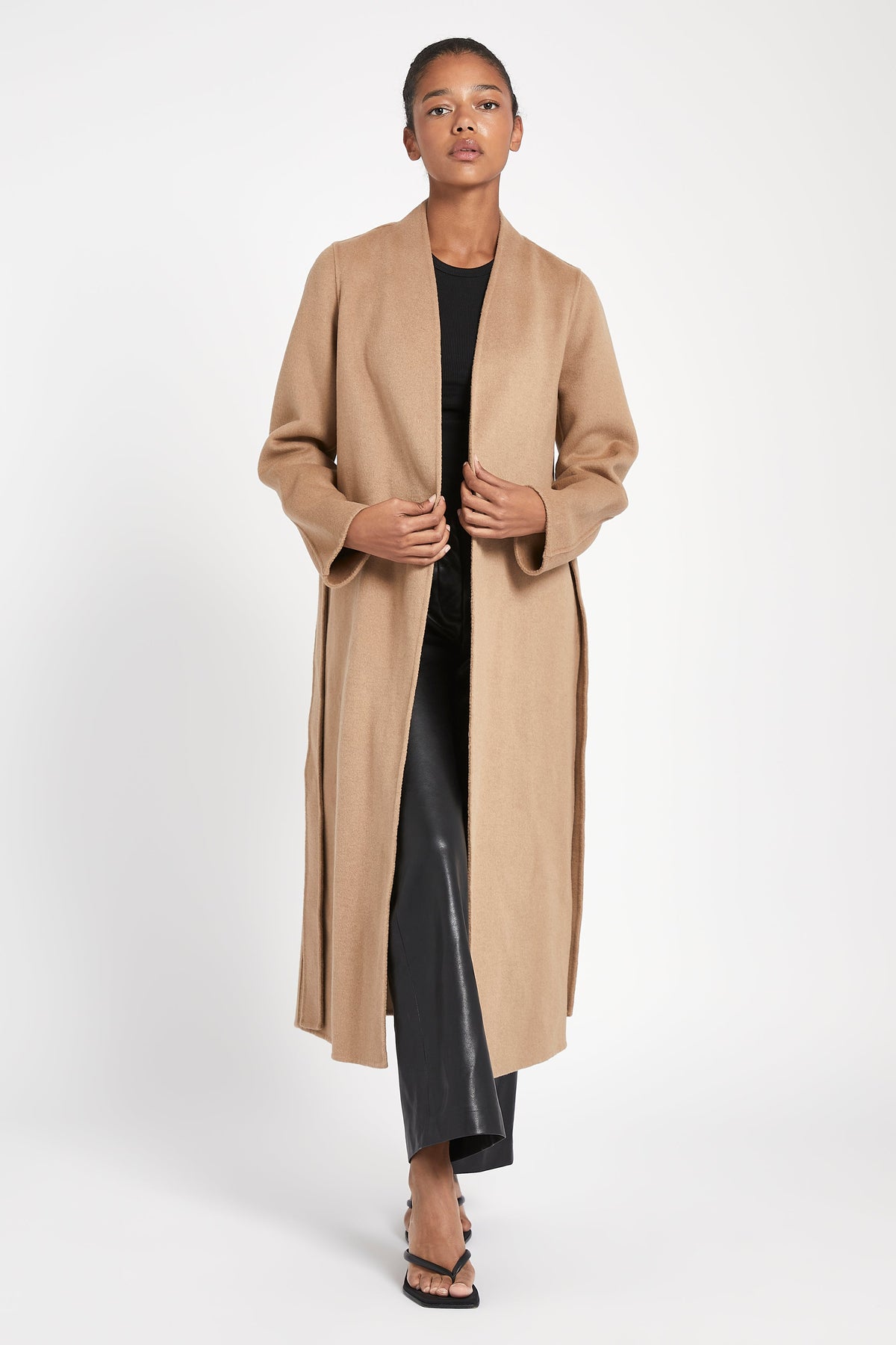 Double Faced Wool Cocoon Coat - Camel