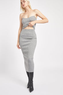 Ribbed Knit Midi Skirt - Charcoal