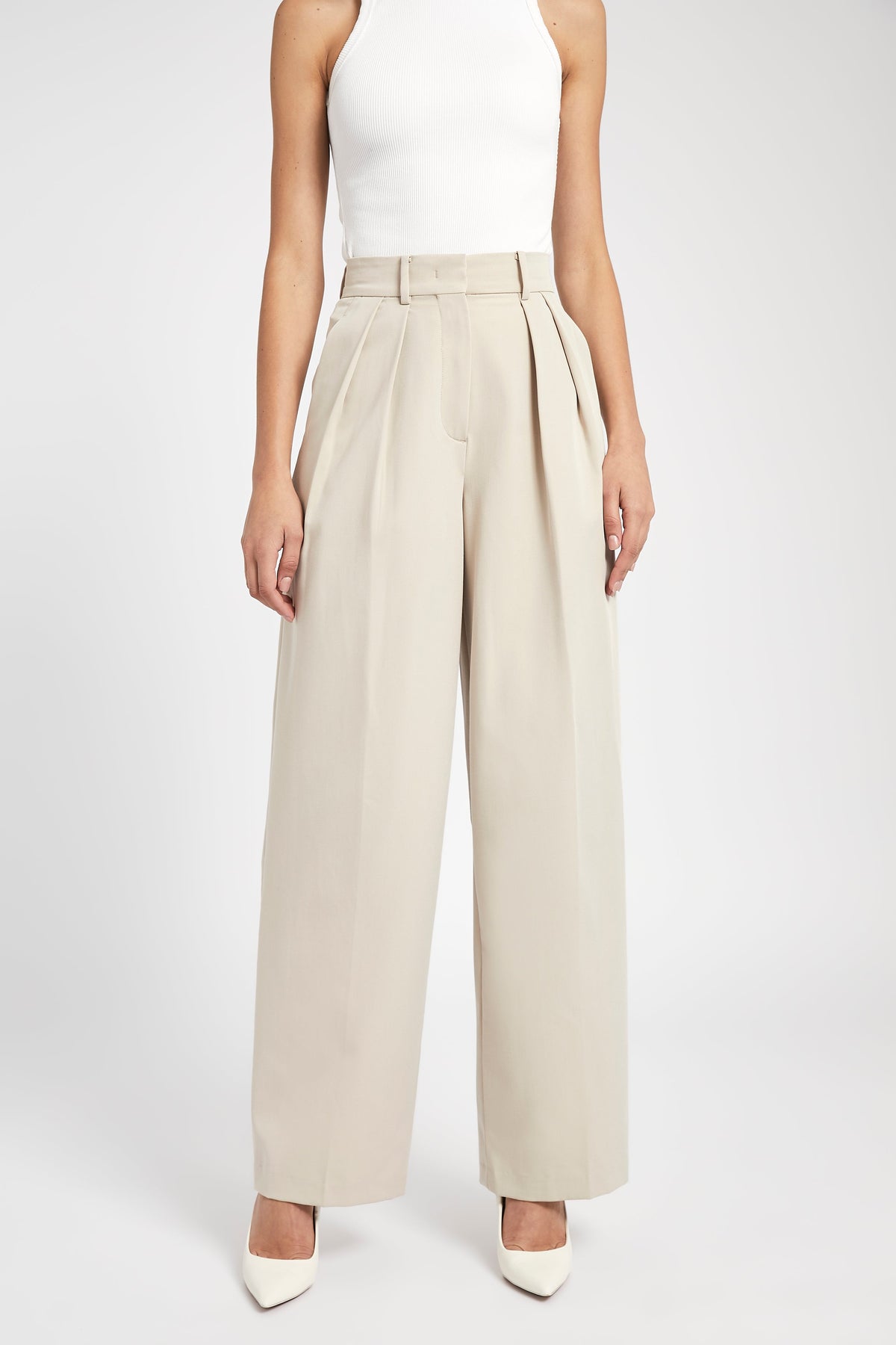 Longline Dad Trousers - Sand