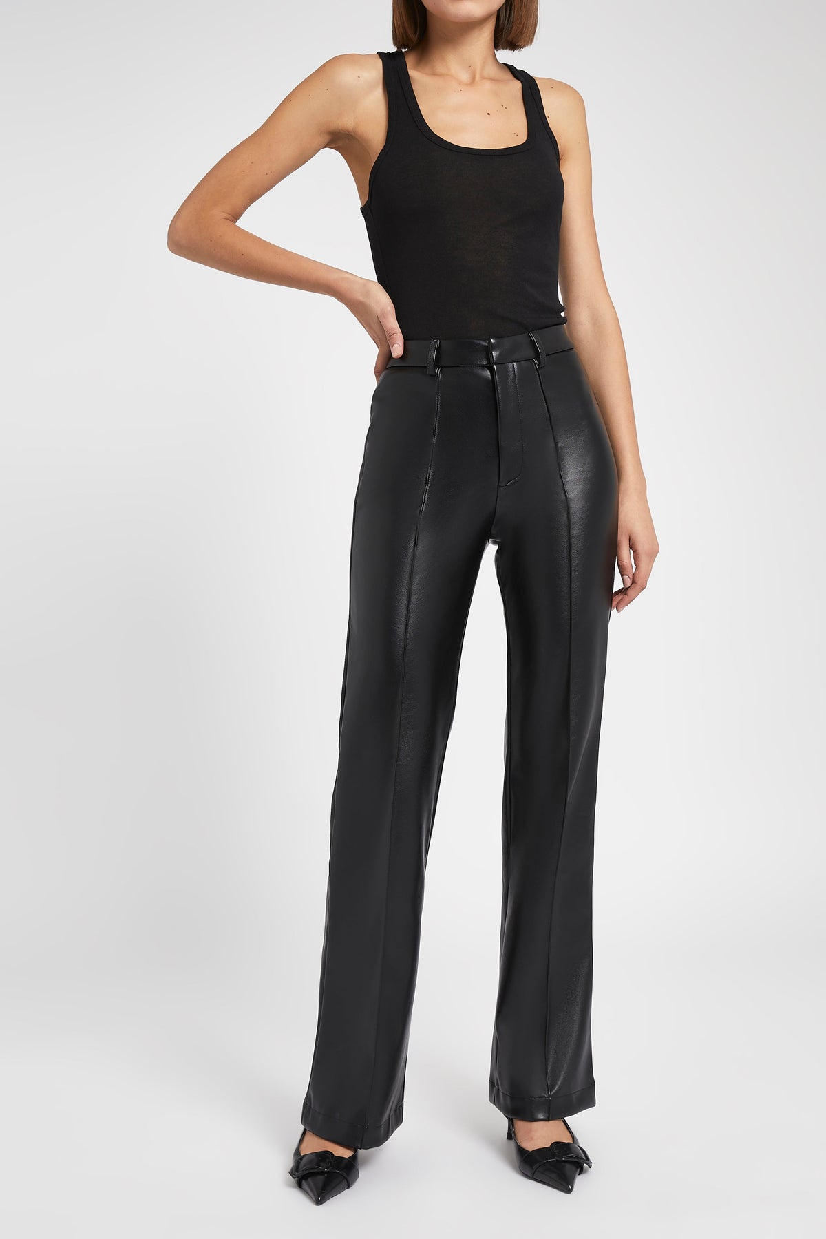 Faux-leather trousers - Woman | MANGO OUTLET Latvia