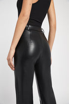 Leather Wide Leg Trousers - Black