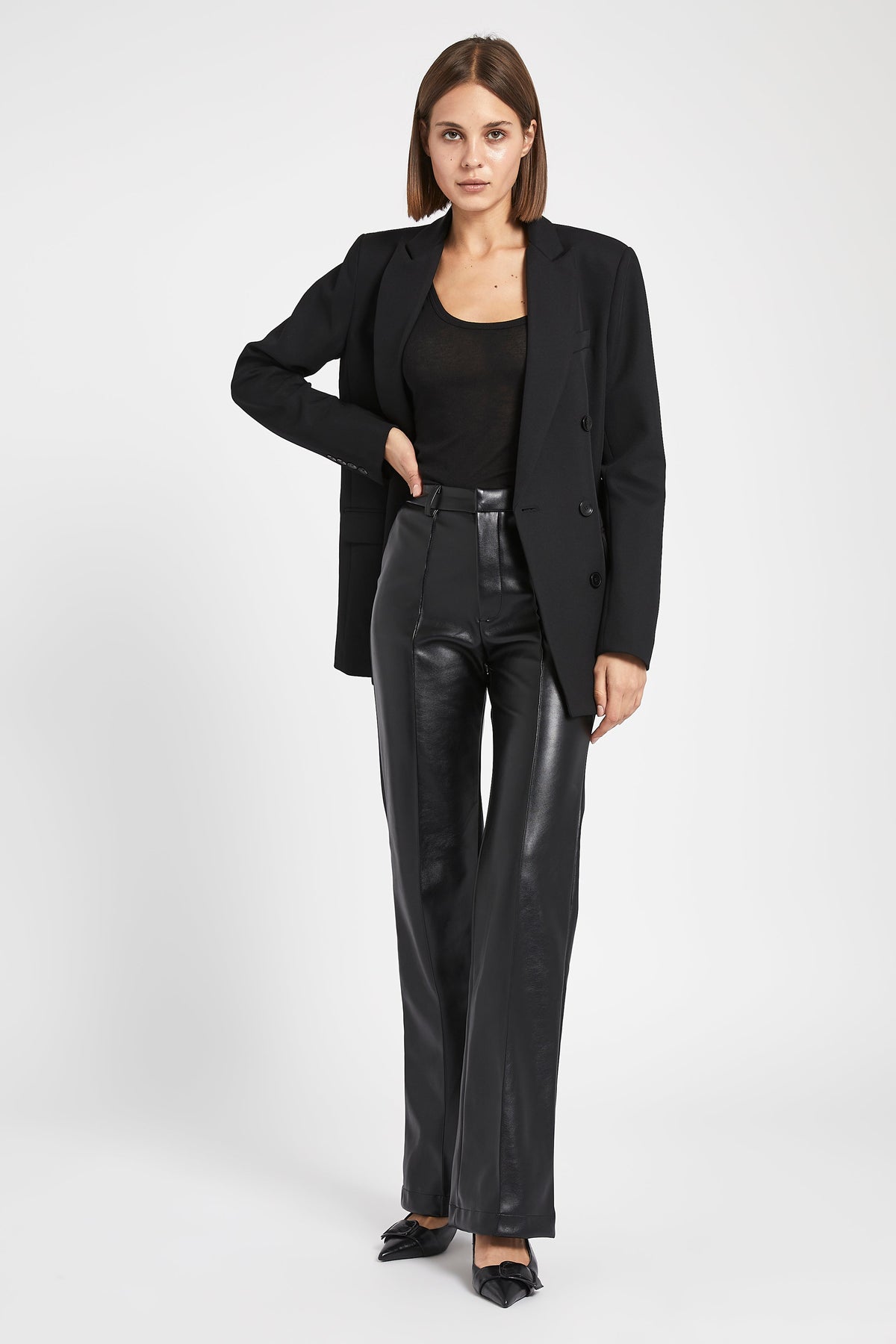 Bess Leather Trouser Black, BOTTOM/TROUSER