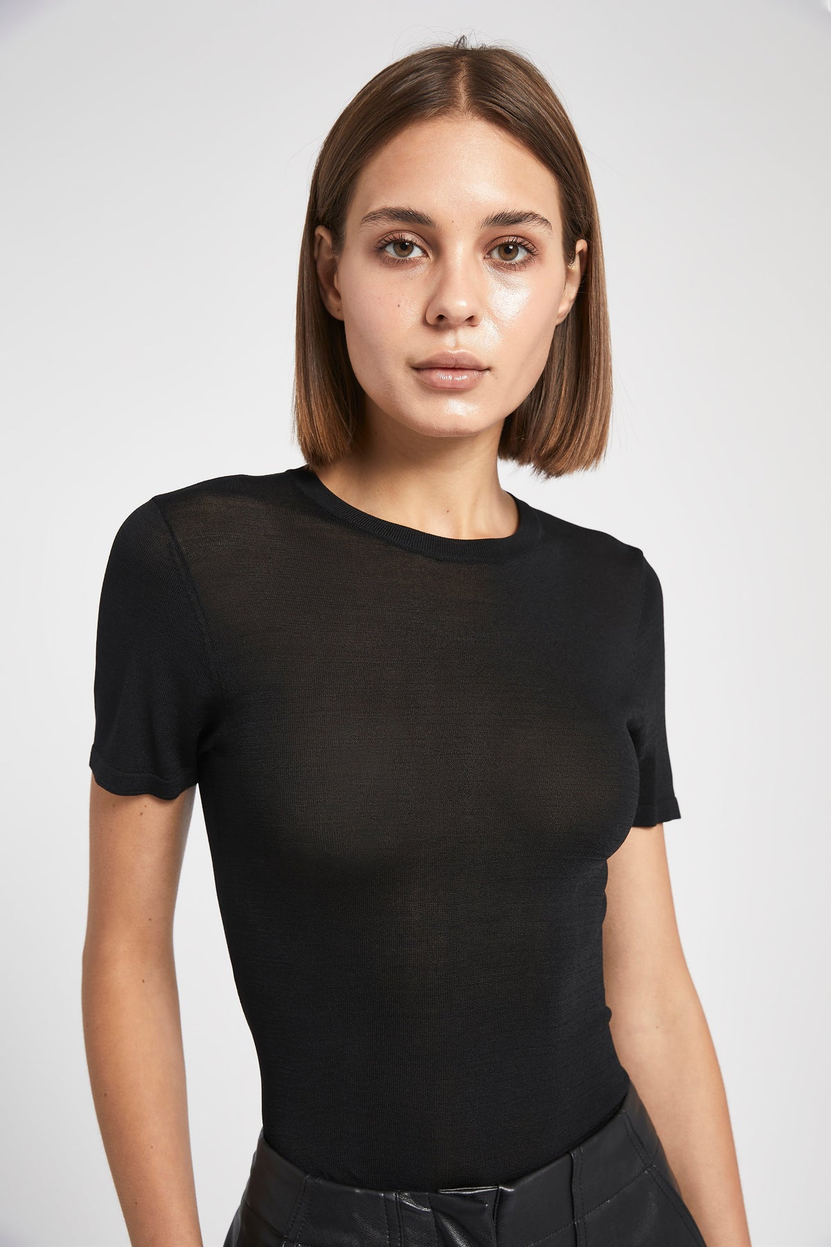 Fine Knit 90's T Shirt - Black