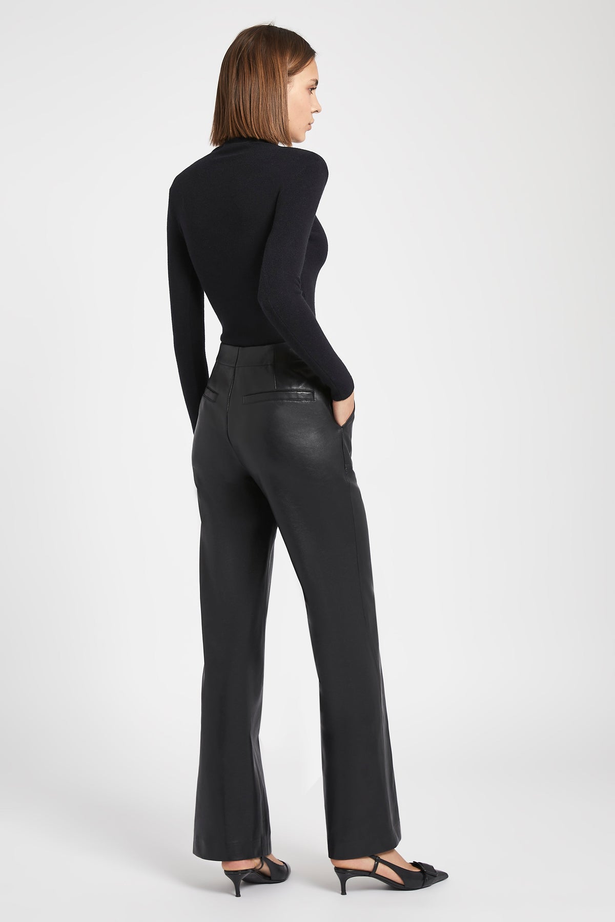 Fine Knit High Neck Bodysuit - Black