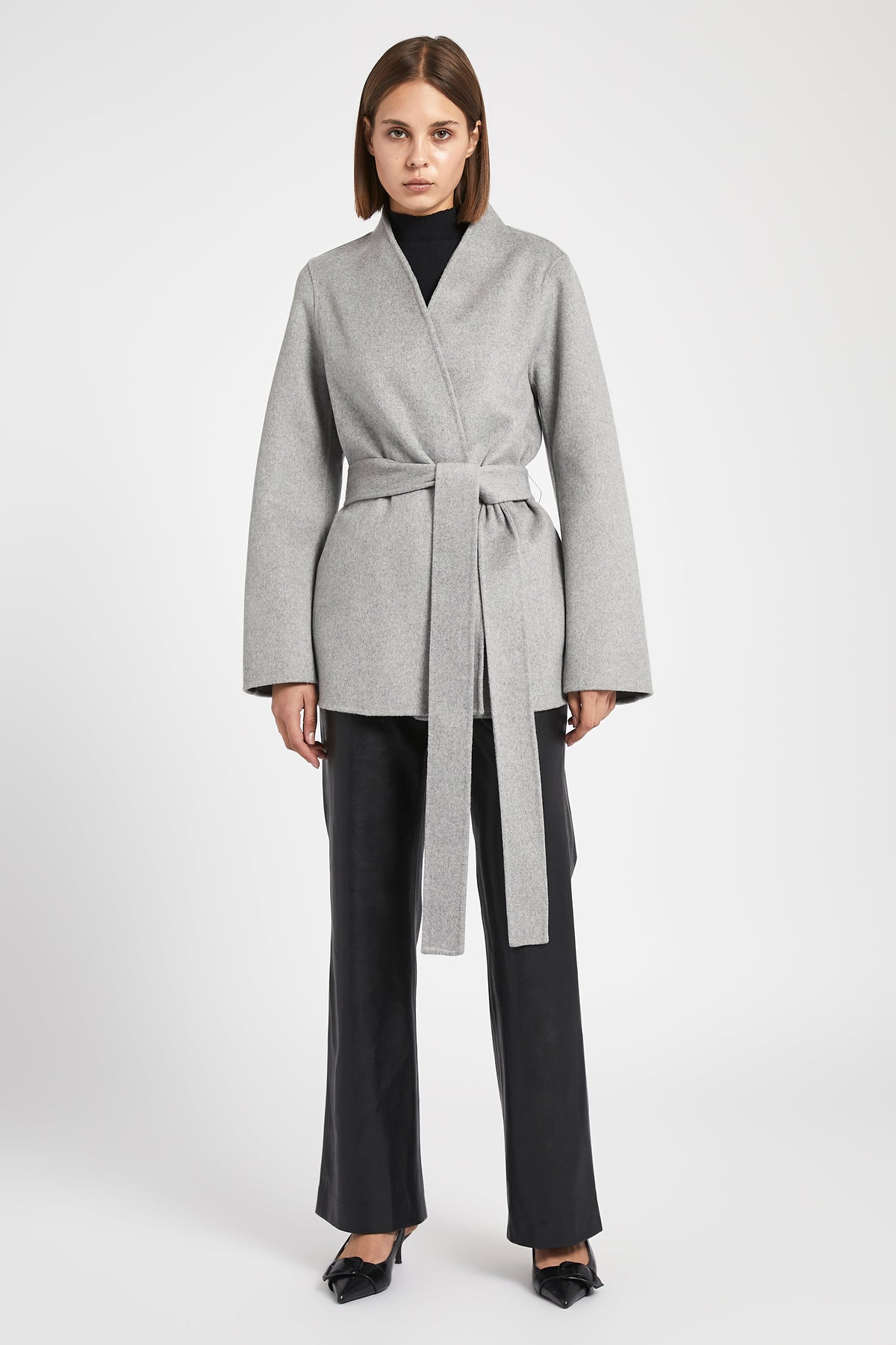 Double Faced Wool Cocoon Short Coat - Grey – BOA US