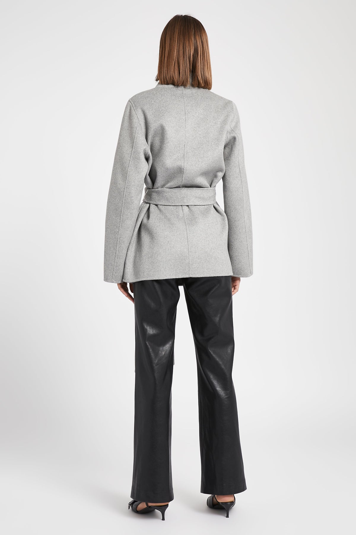 Double Faced Wool Cocoon Short Coat - Grey – BOA US