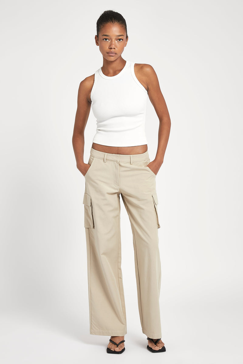 Low Rise Cargo Trousers - Sand