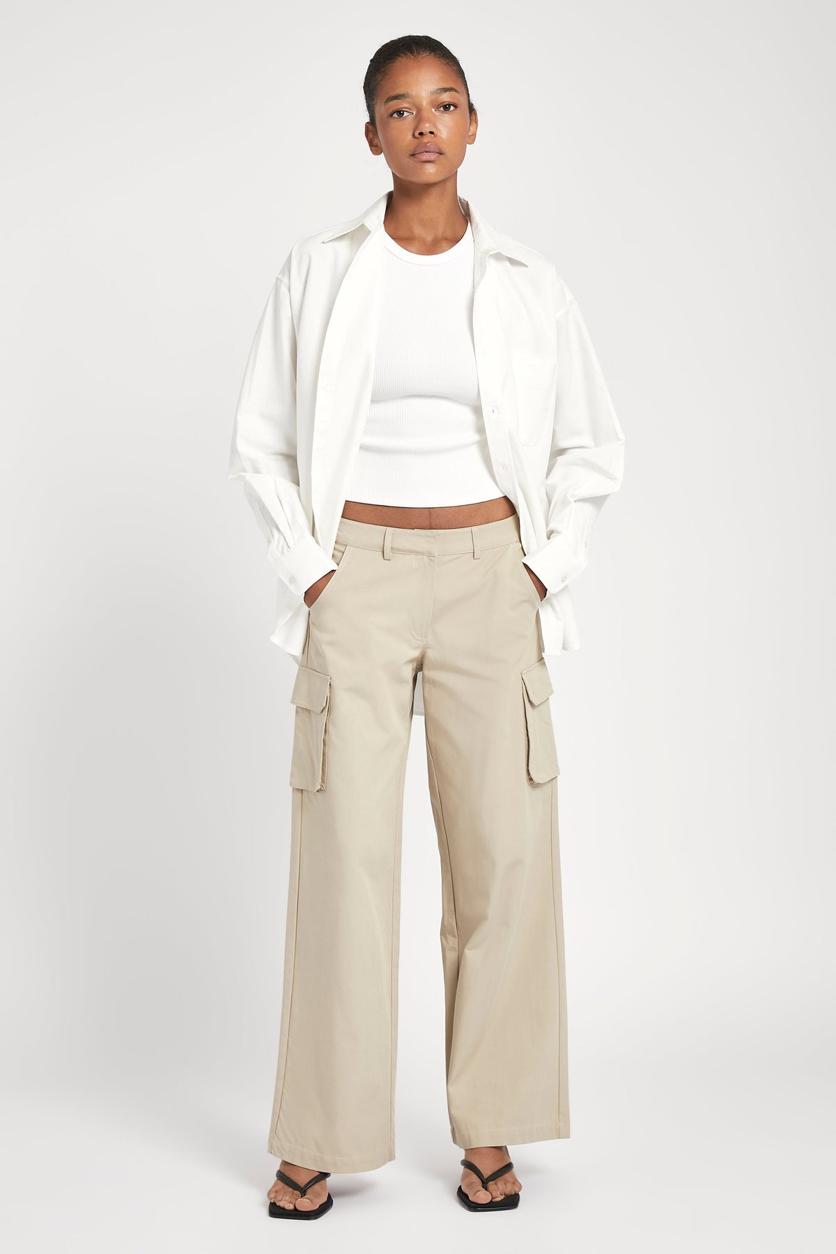 Low Rise Cargo Trousers - Sand