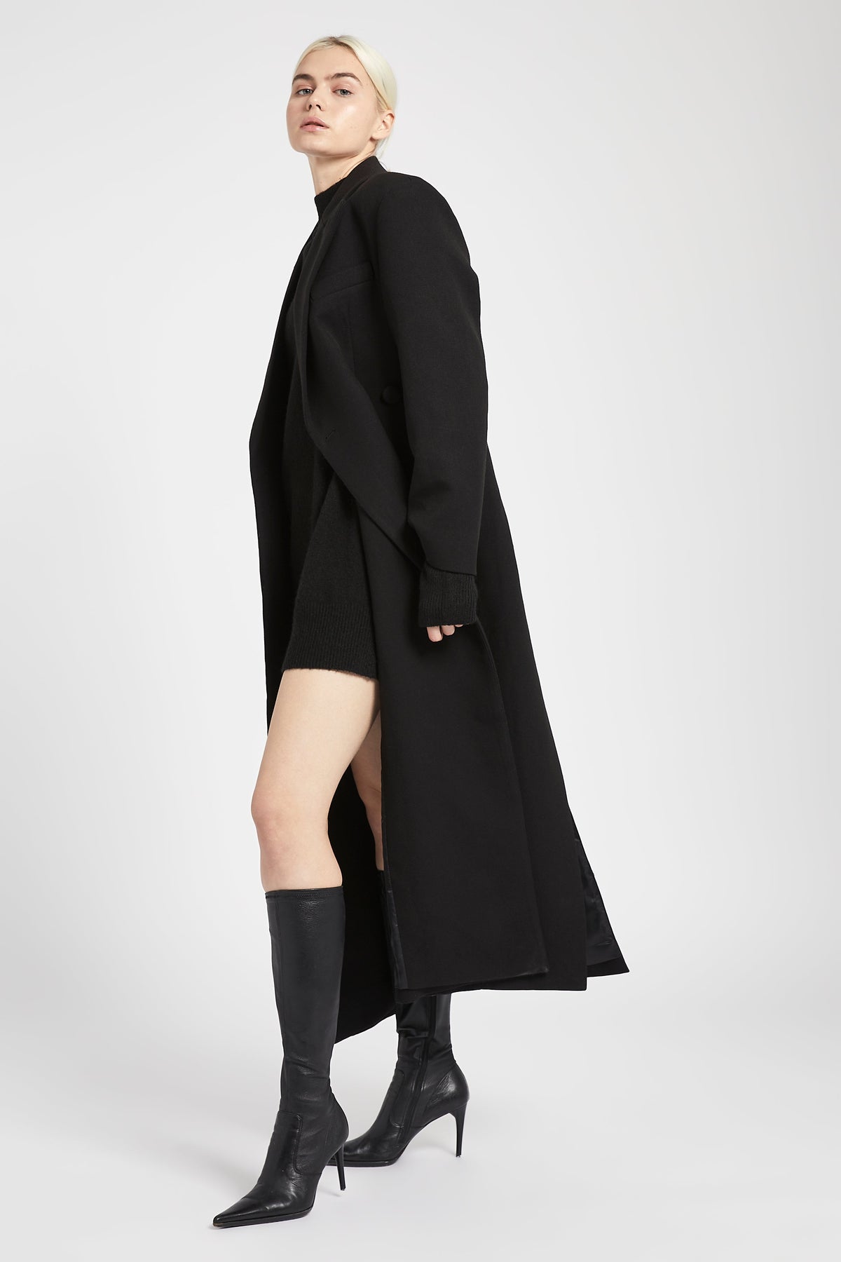 Asymmetric Tailored Longline Coat - Black – BOA US