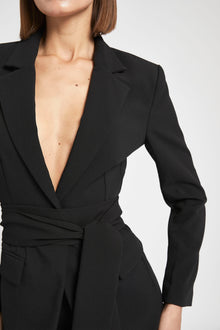 Classic Blazer With Belt - Black