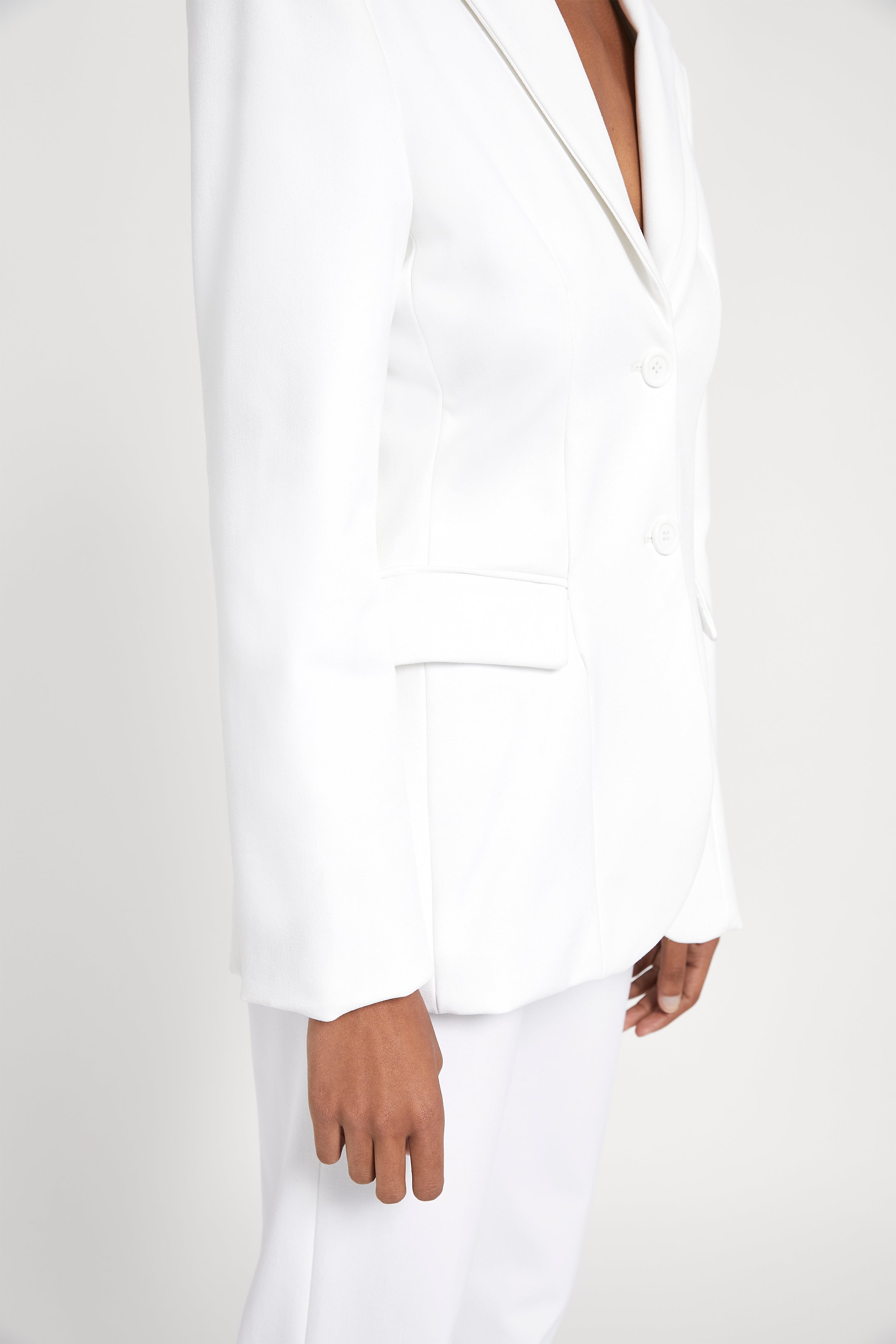 Hourglass Single Breasted Blazer - White