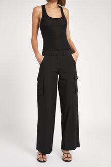 Low Rise Cargo Trousers - Black