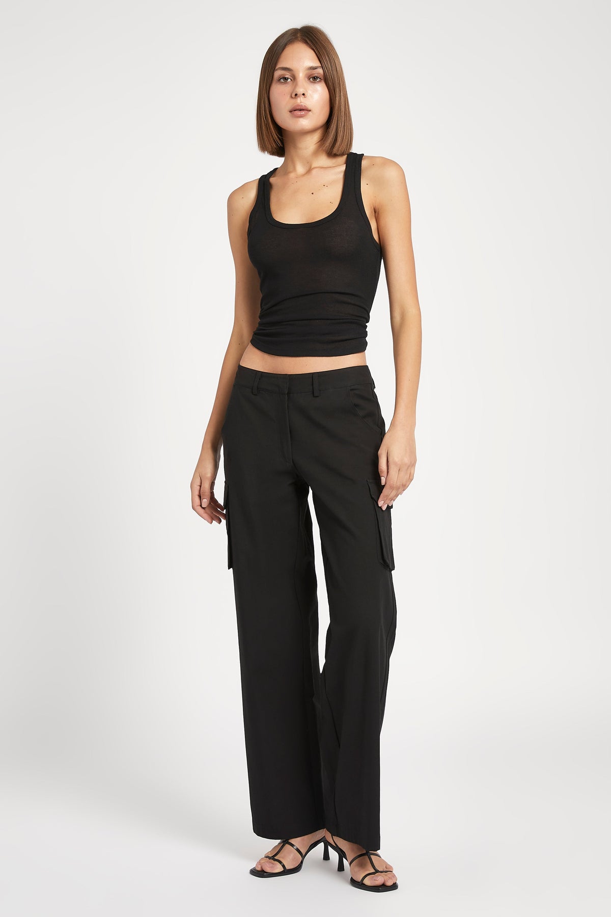 Low Rise Cargo Trousers - Black