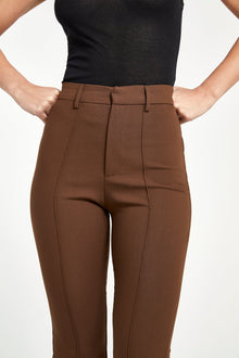 Wide Leg Suit Trousers - Chocolate