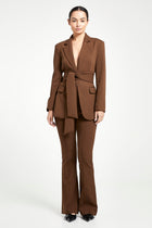 Wide Leg Suit Trousers - Chocolate