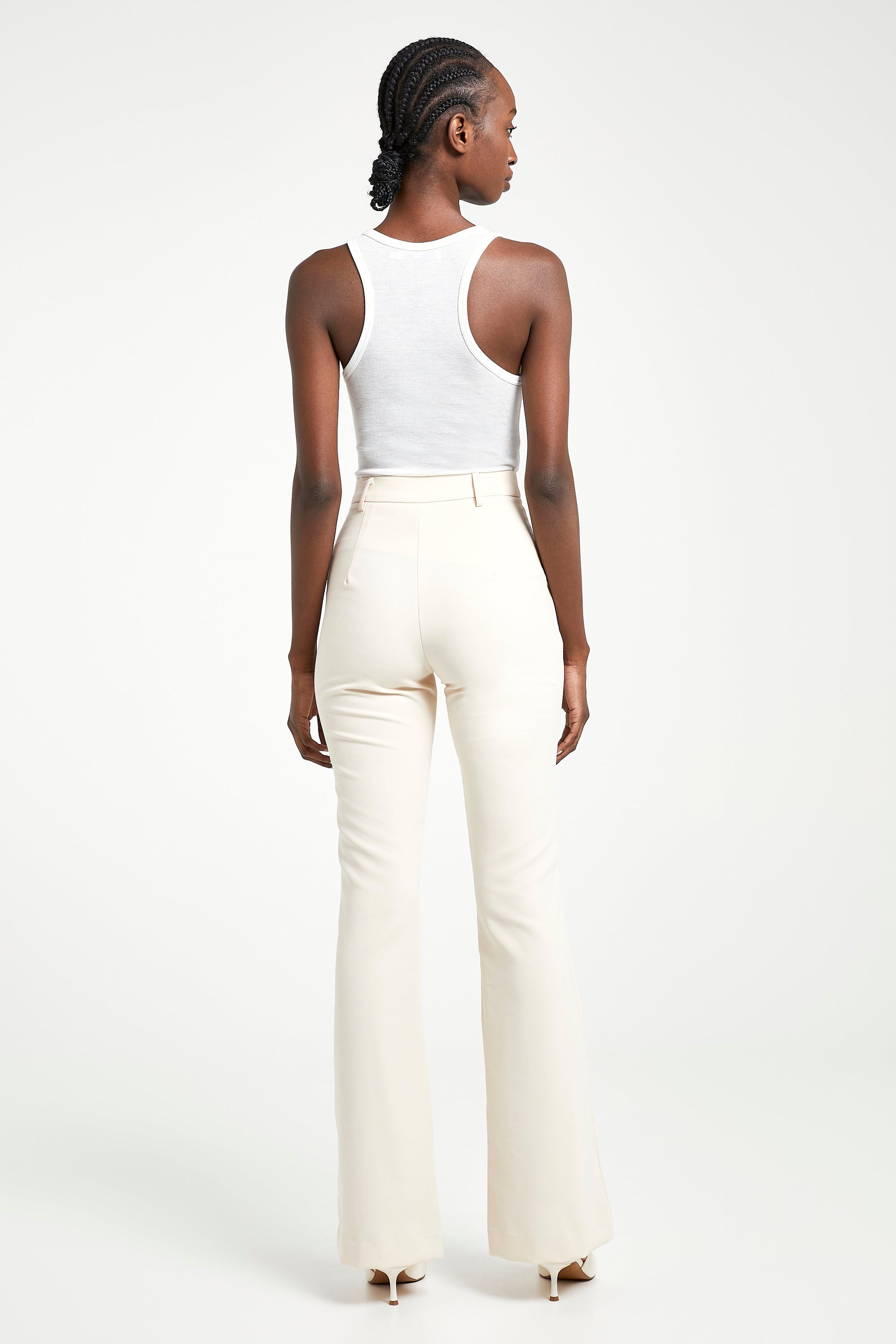 Wide Leg Suit Trousers - Cream