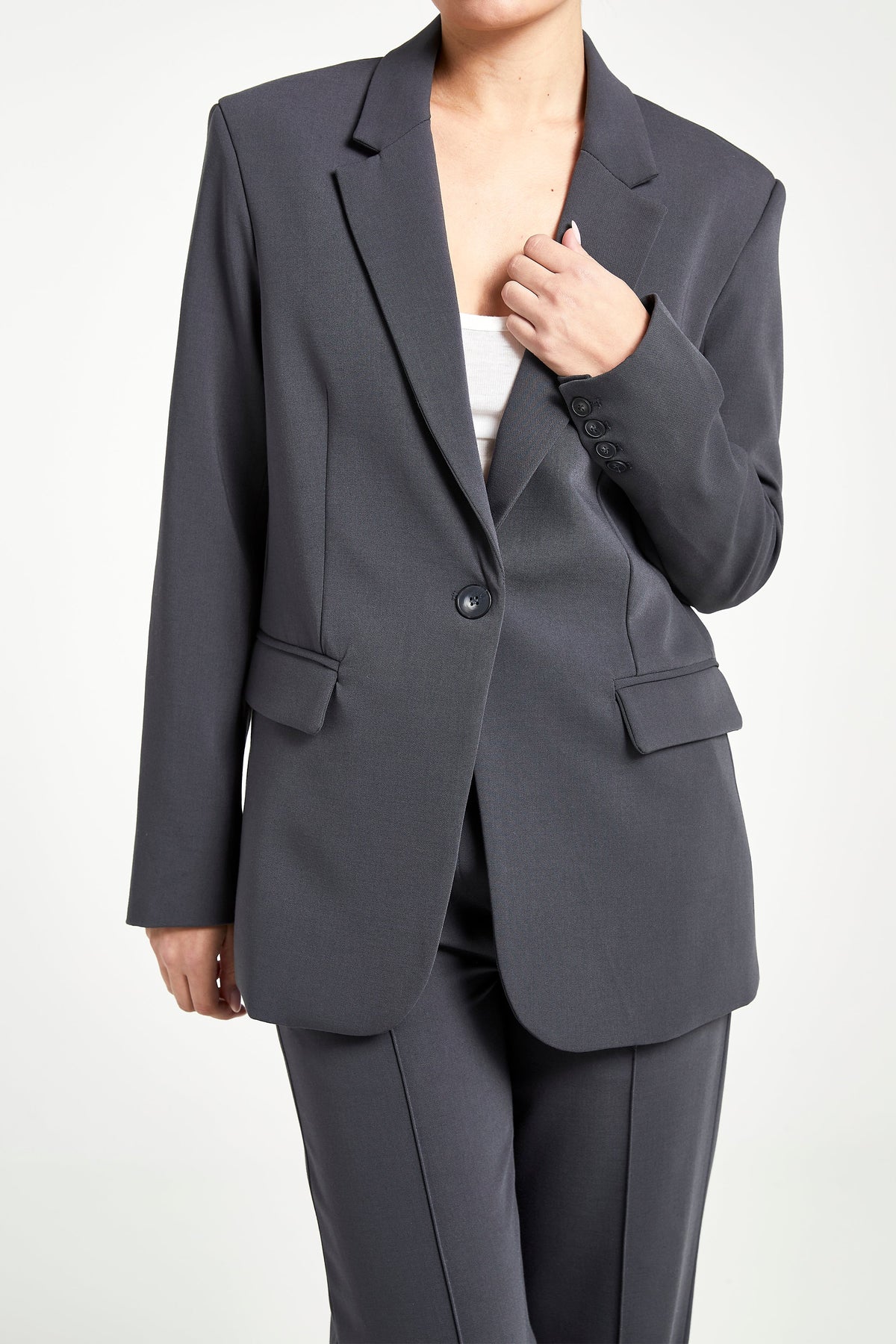 Relaxed Single Breasted Blazer - Midnight Blue