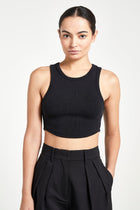 Heavy Ribbed Cropped Vest - Black