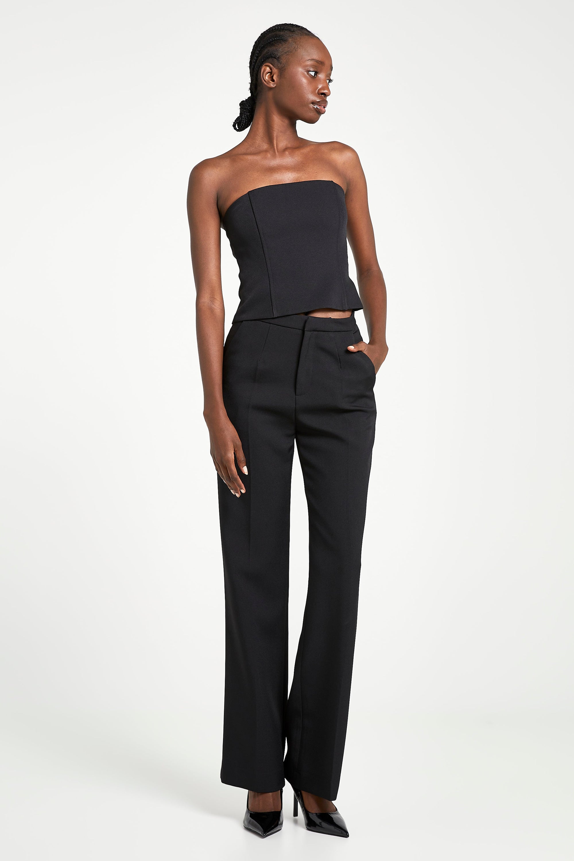 Tailored Straight Leg Trousers - Black