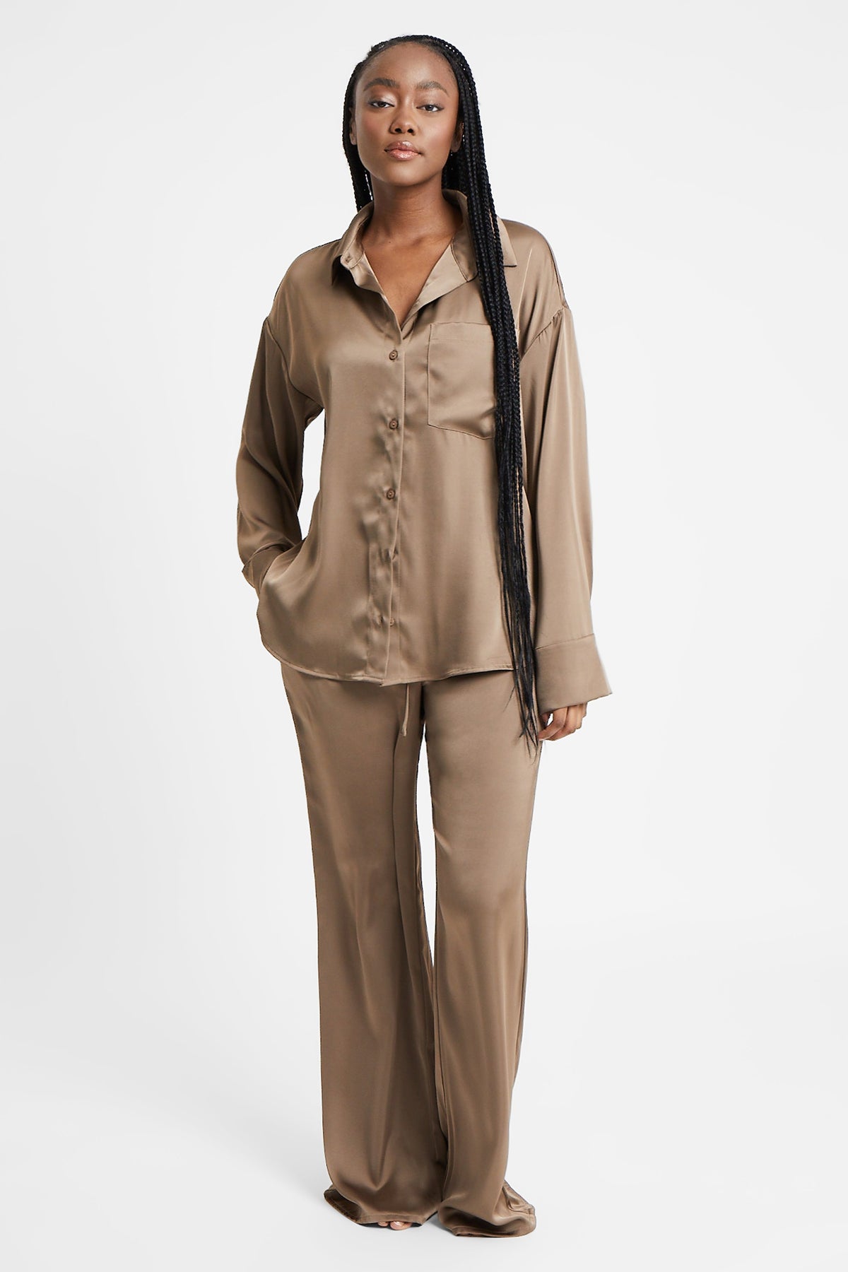 Relaxed Satin Shirt - Espresso