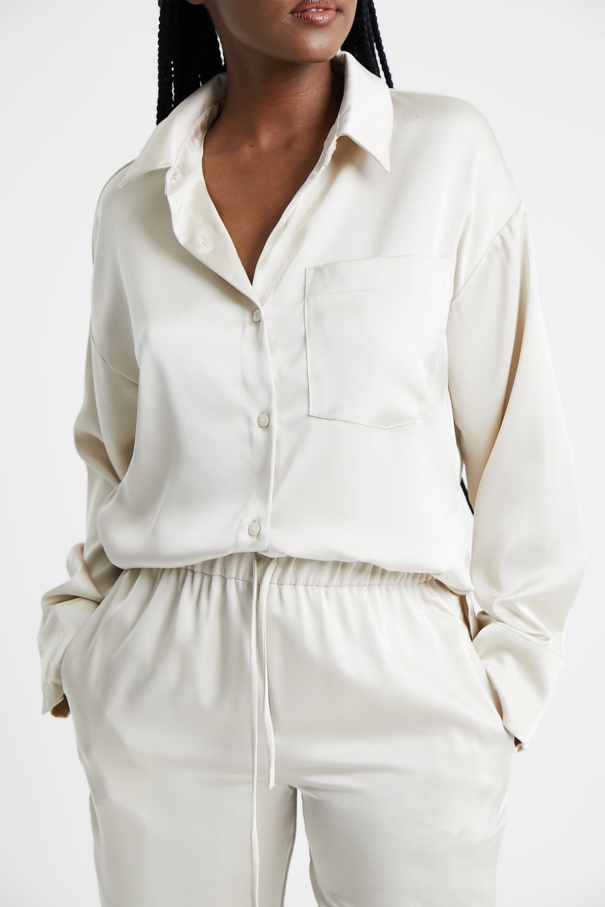 Relaxed Satin Shirt - Champagne