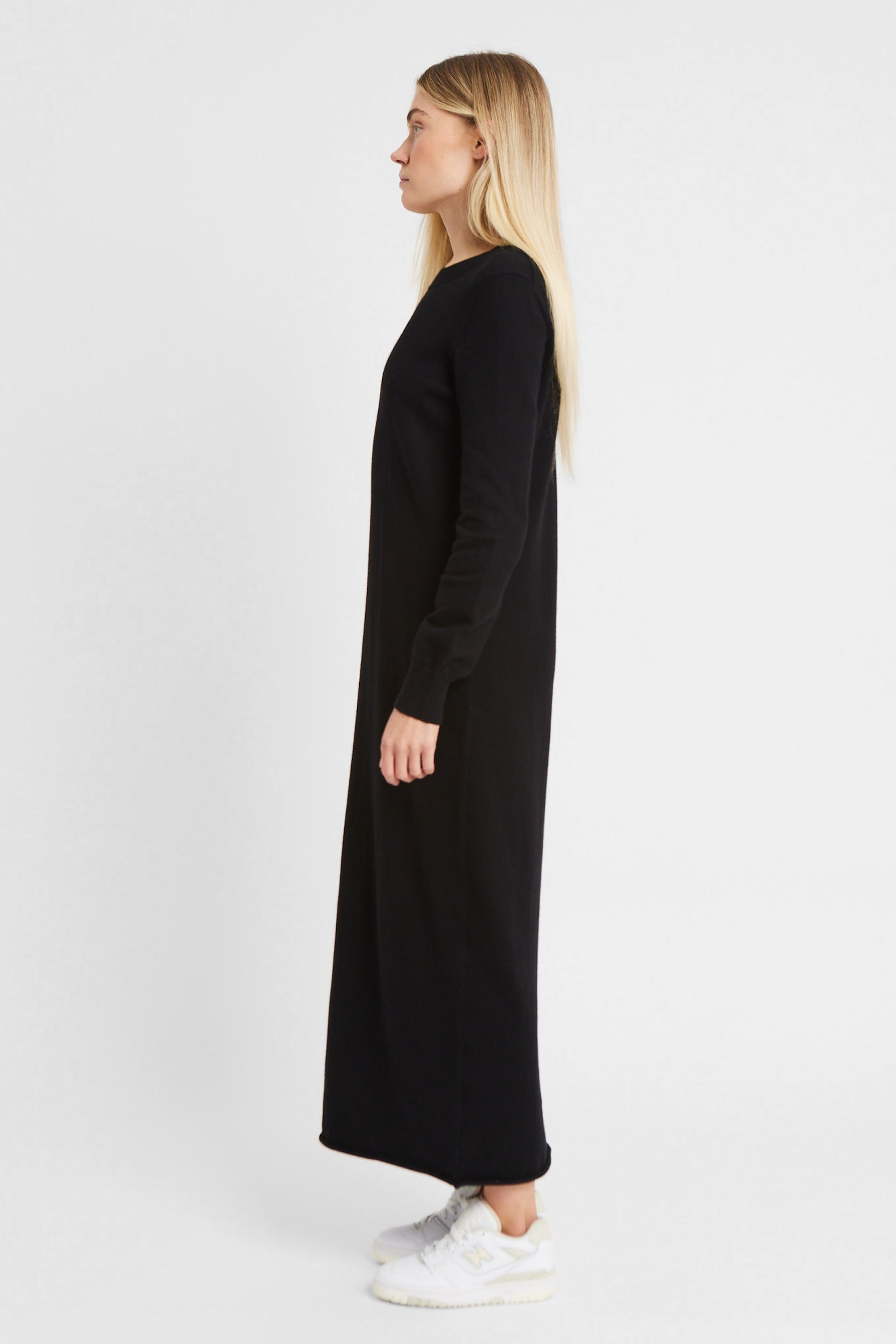 Cashmere Blend Column Maxi Dress - Black