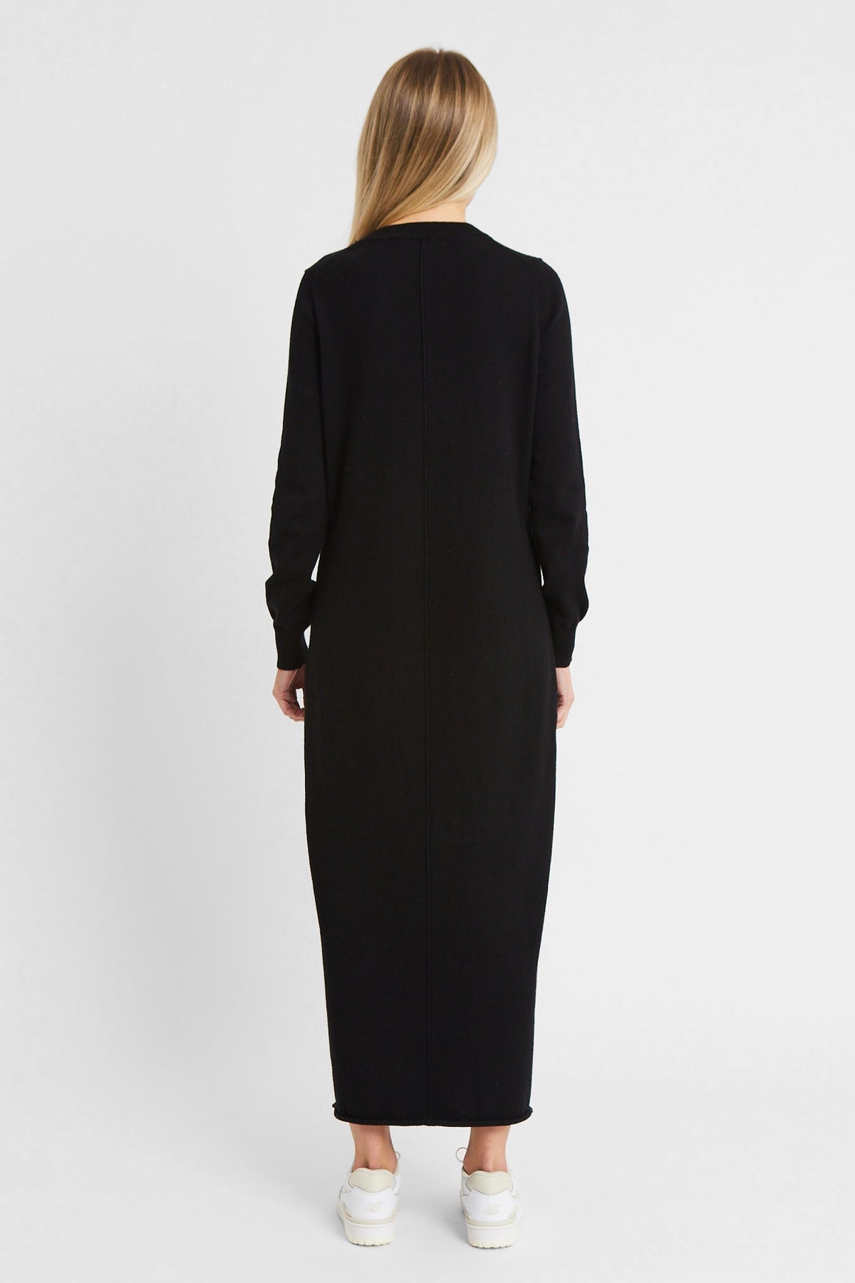 Cashmere Blend Column Maxi Dress - Black