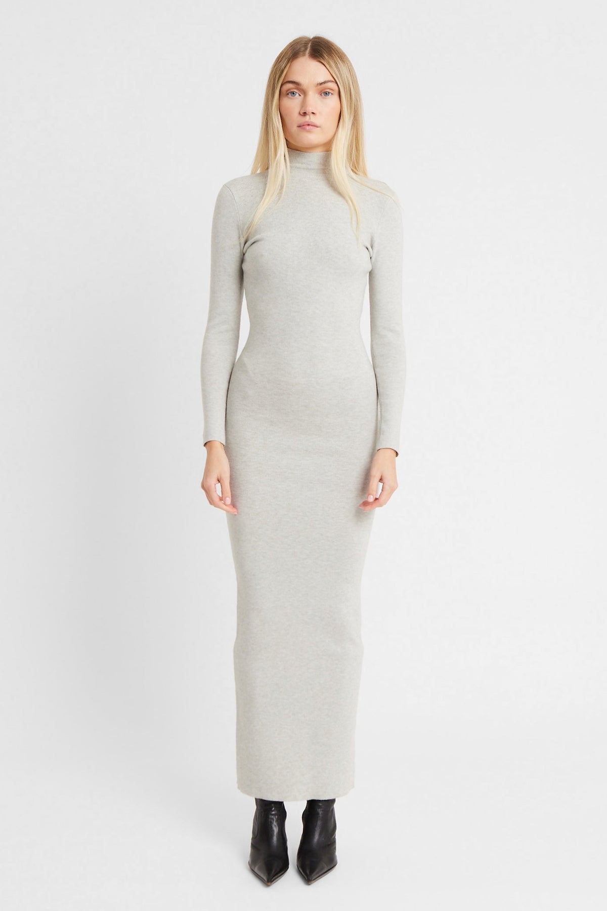 Fine Knit Maxi Dress - Grey Marl
