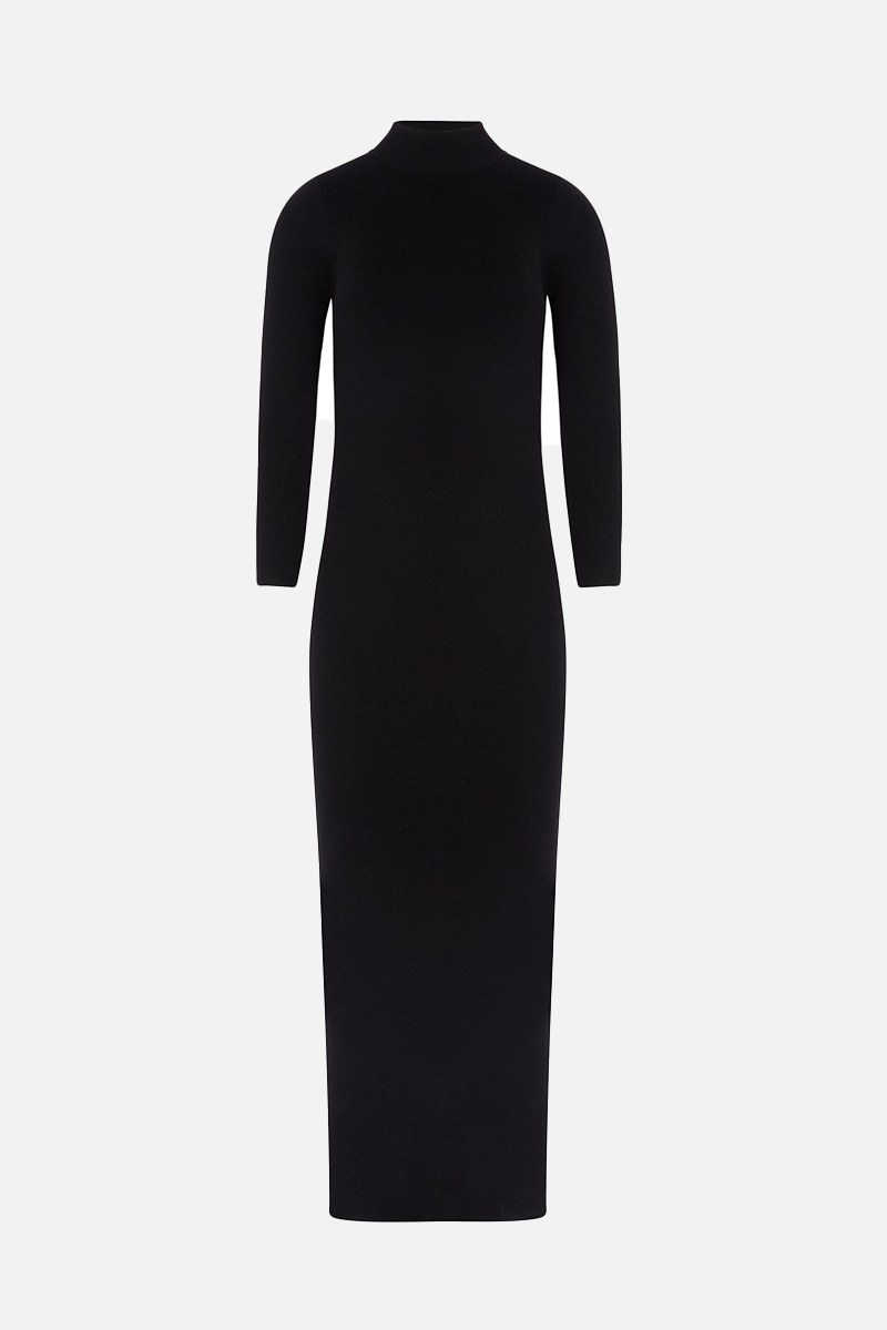 Fine Knit Maxi Dress - Black