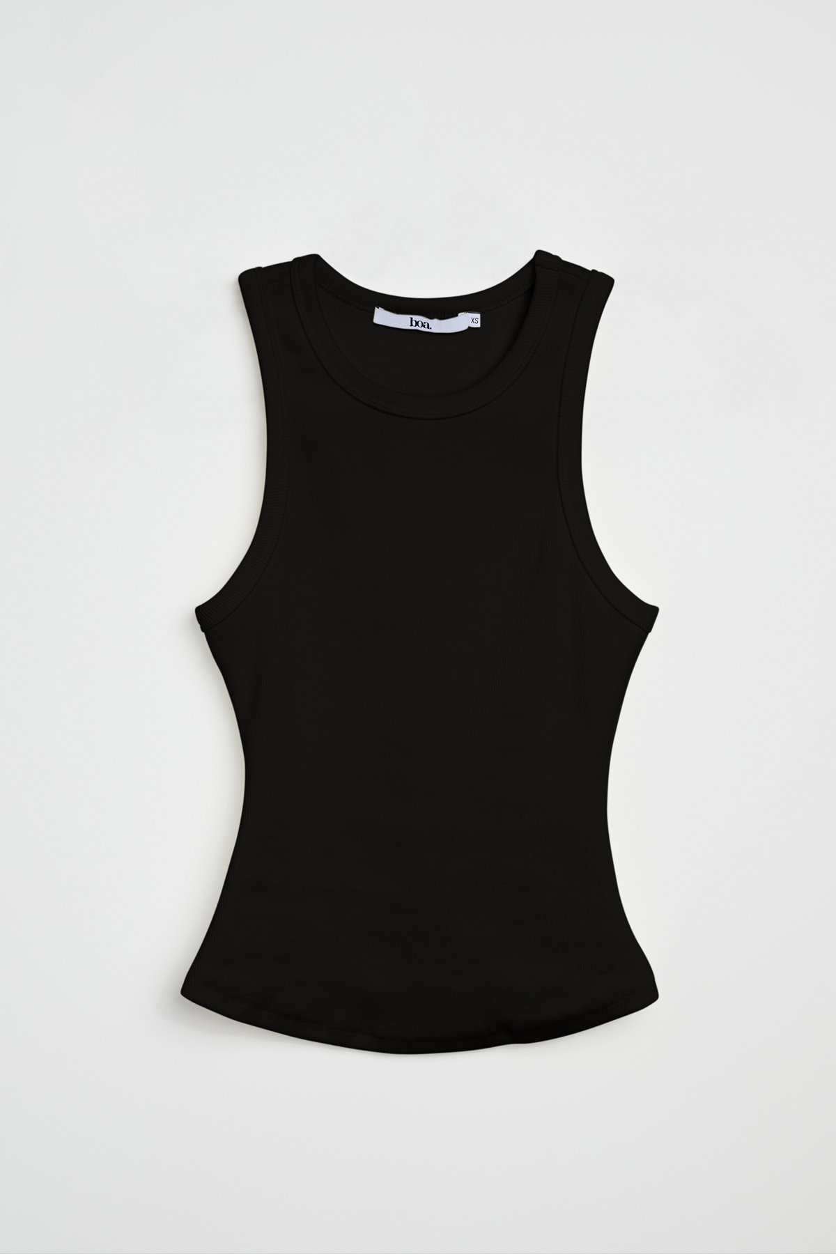 Heavy Ribbed Racer Top - Black