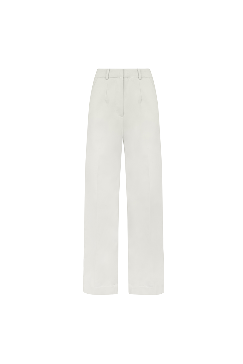 Relaxed Straight Leg Trousers - Cream