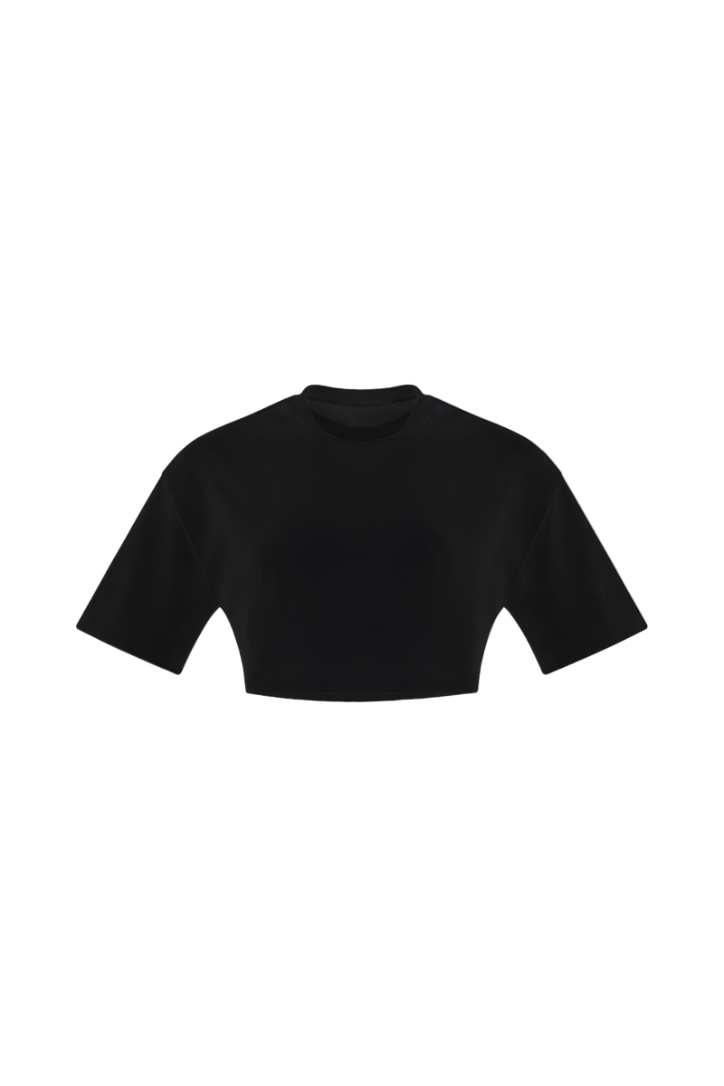 Cropped Classic Boyfriend T Shirt - Black