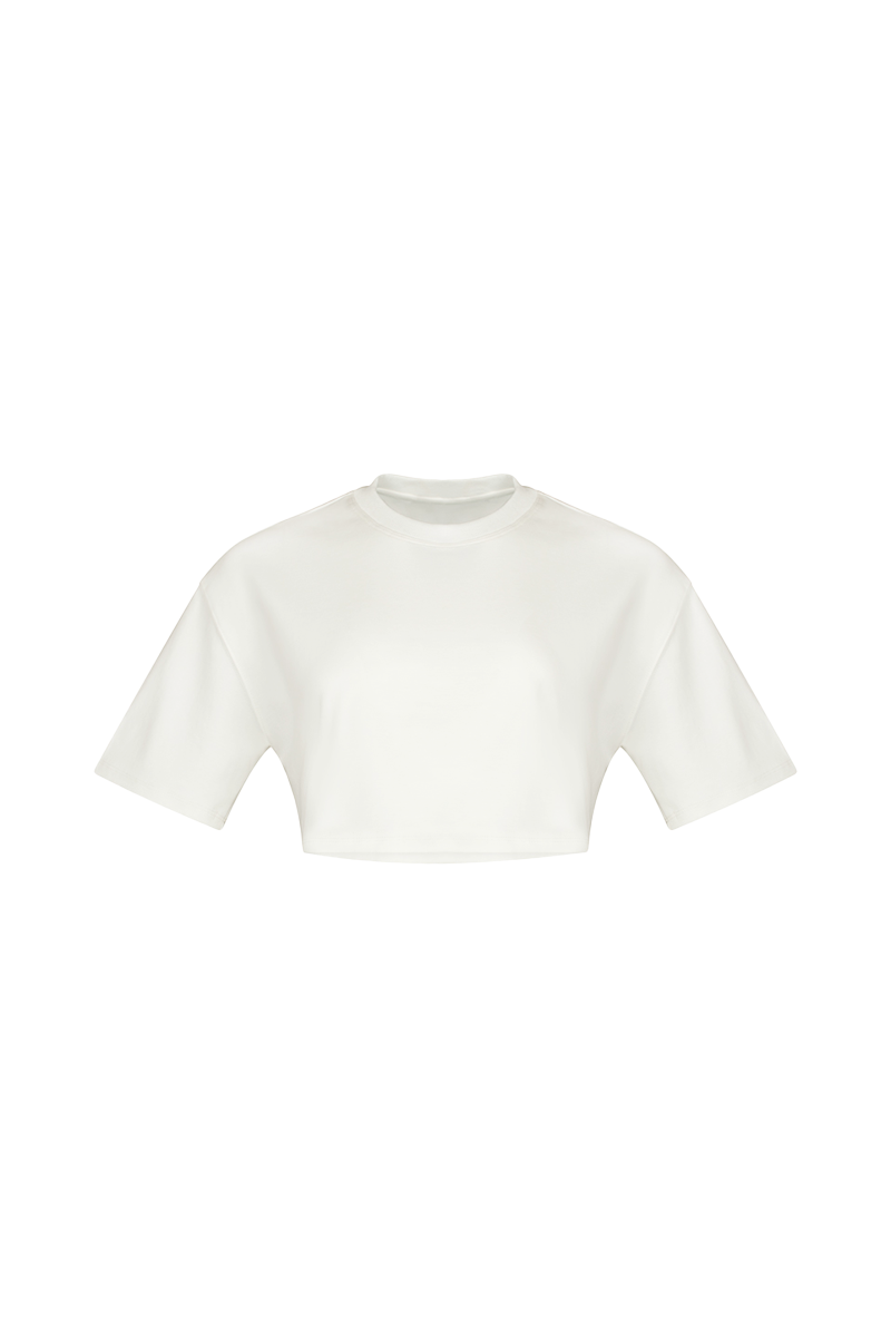 Cropped Classic Boyfriend T Shirt - White