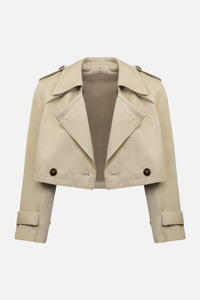 Cropped Cotton Trench - Stone