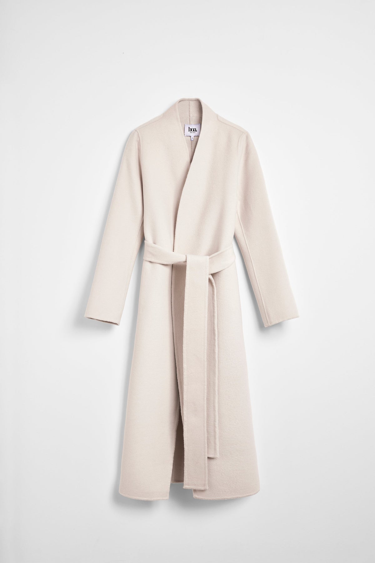 Double Faced Wool Cocoon Coat - Ecru