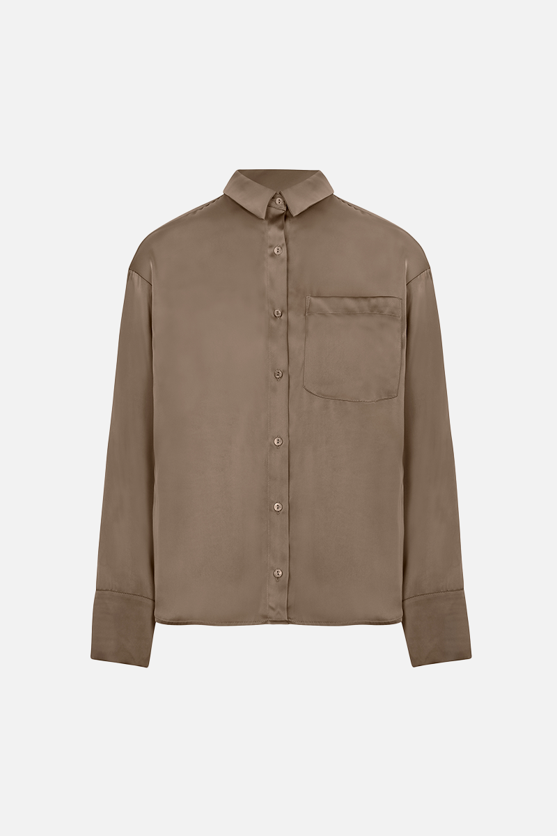 Relaxed Satin Shirt - Espresso