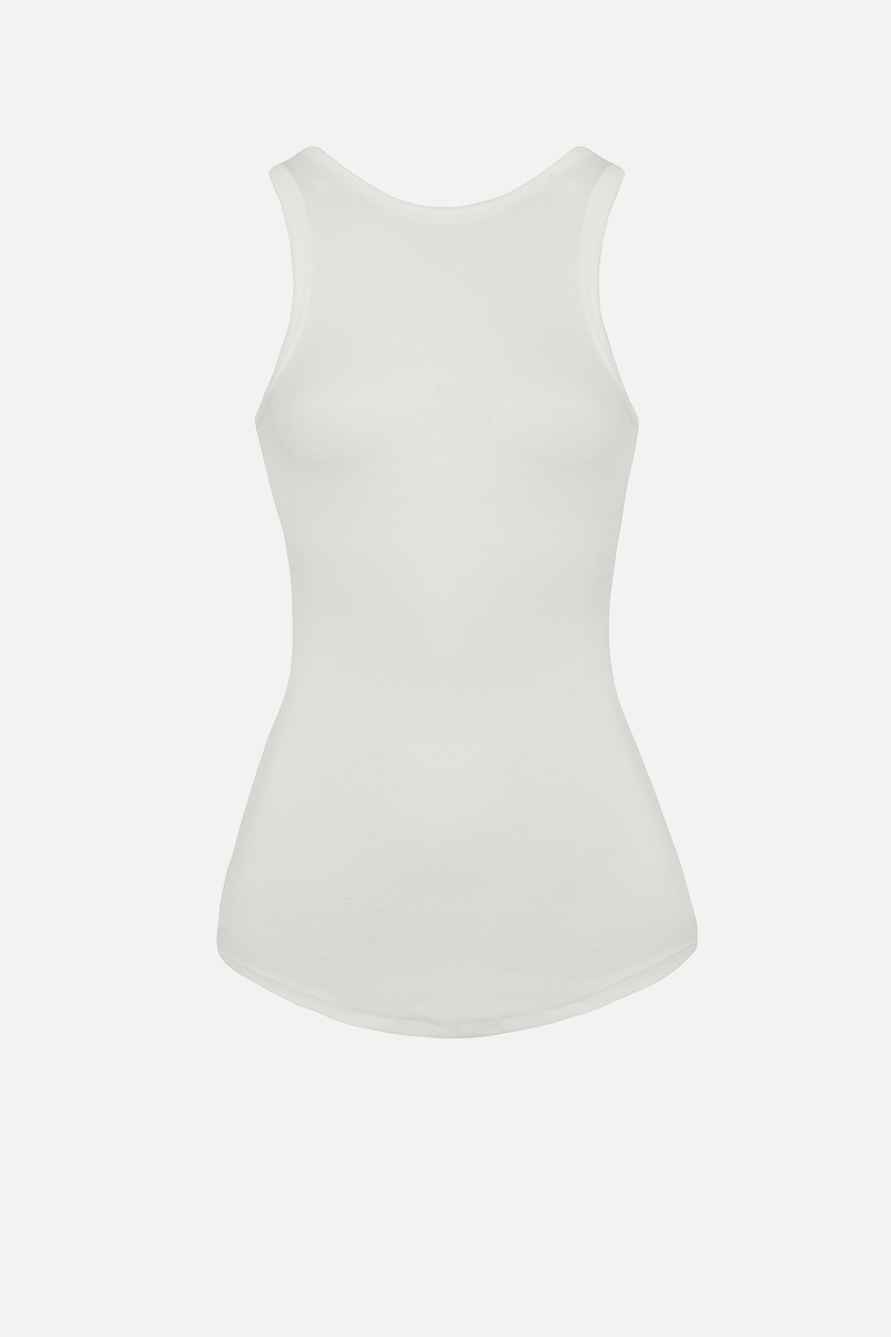 Heavy Ribbed Racer Top - Ivory