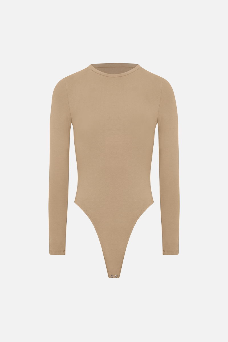 Cotton Longsleeve Bodysuit - Oak